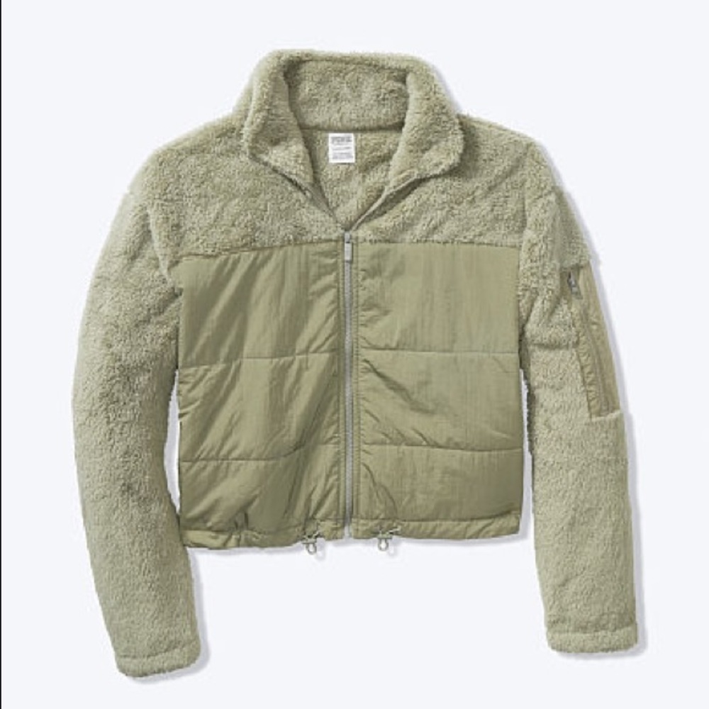 Quilted Teddy Puffer green SMALL